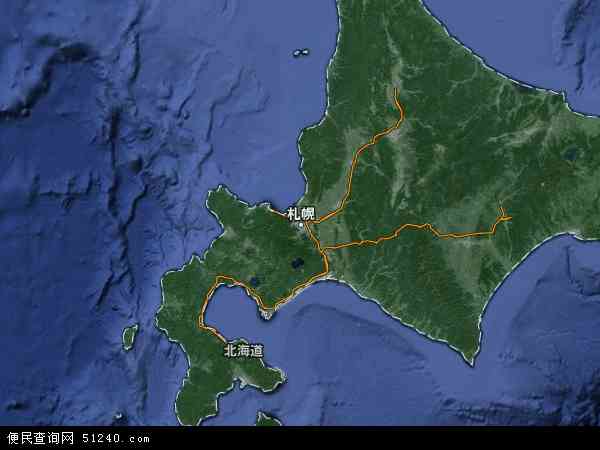 日本北海道地图(卫星地图)