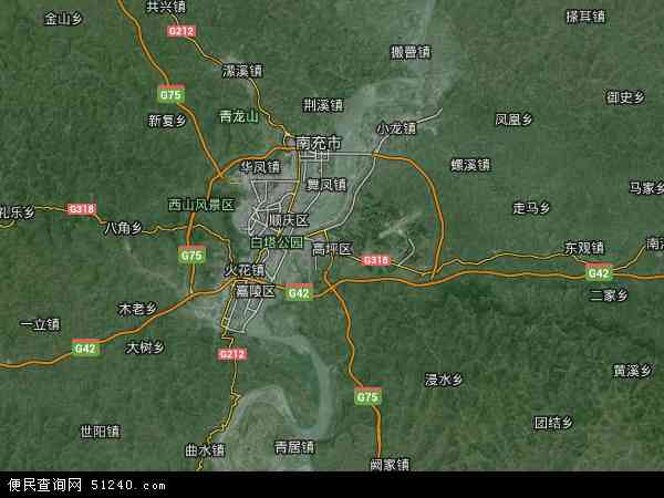 中国四川省南充市高坪区地图(卫星地图)图片