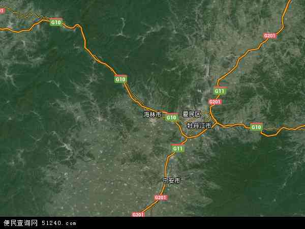 中国黑龙江省牡丹江市海林市地图(卫星地图)图片