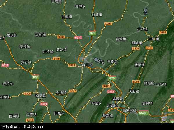 中国重庆市合川区地图(卫星地图)图片