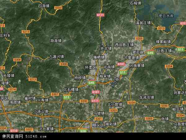 中国北京市怀柔区地图(卫星地图)