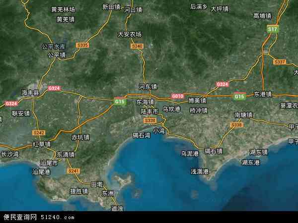 中国广东省汕尾市陆丰市地图(卫星地图)图片