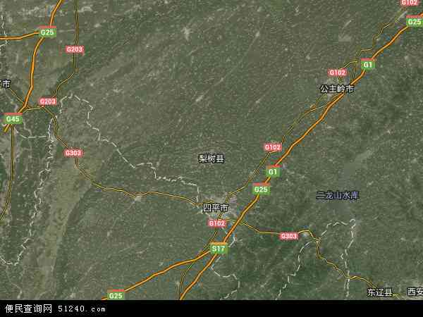中国吉林省四平市梨树县地图(卫星地图)图片
