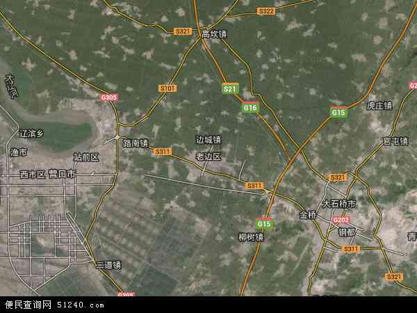 中国辽宁省营口市老边区地图(卫星地图)图片