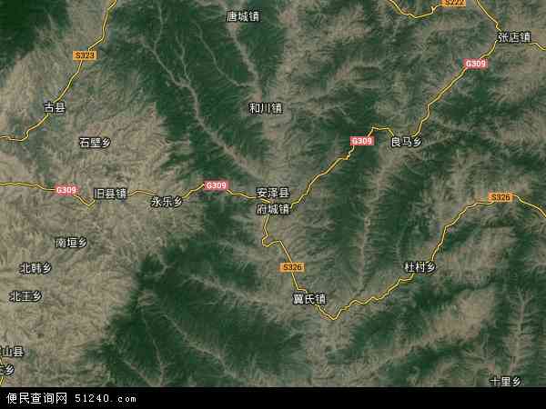 中国山西省临汾市安泽县马必乡地图(卫星地图)图片
