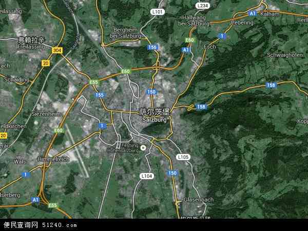 奥地利萨尔茨堡地图(卫星地图)图片