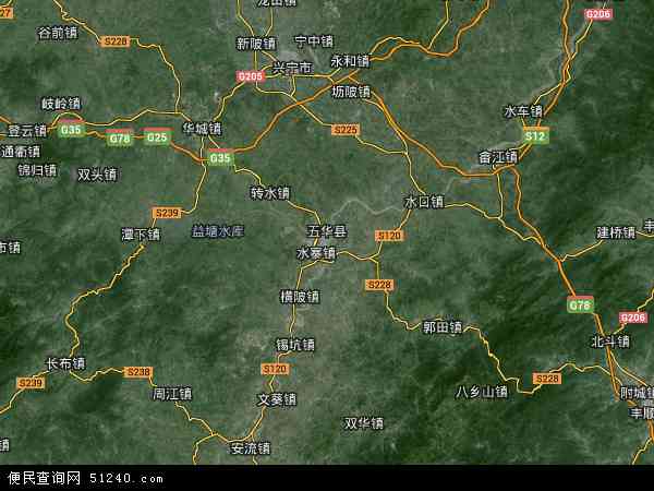 五华县地图 - 五华县卫星地图 - 五华县高清航拍
