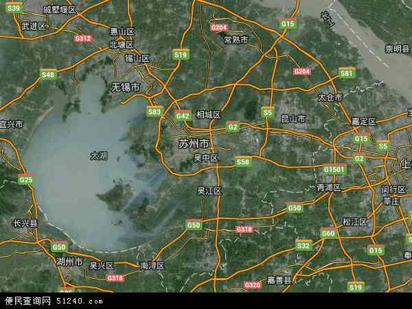 中国江苏省苏州市吴中区地图(卫星地图)图片