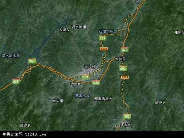 中国浙江省丽水市云和县地图(卫星地图)图片