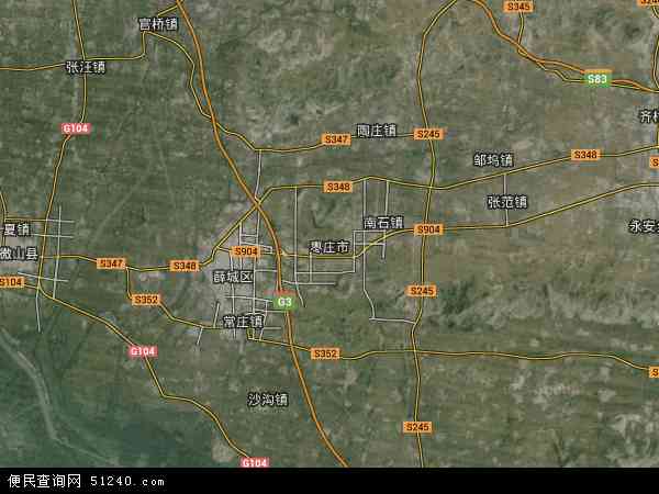 中国山东省枣庄市地图(卫星地图);;
图片