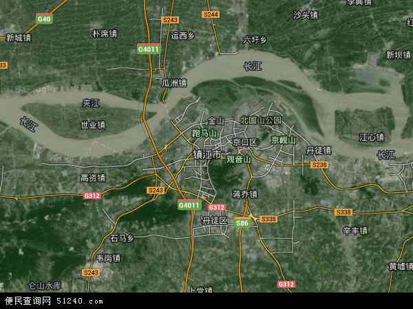 中国江苏省镇江市地图(卫星地图)