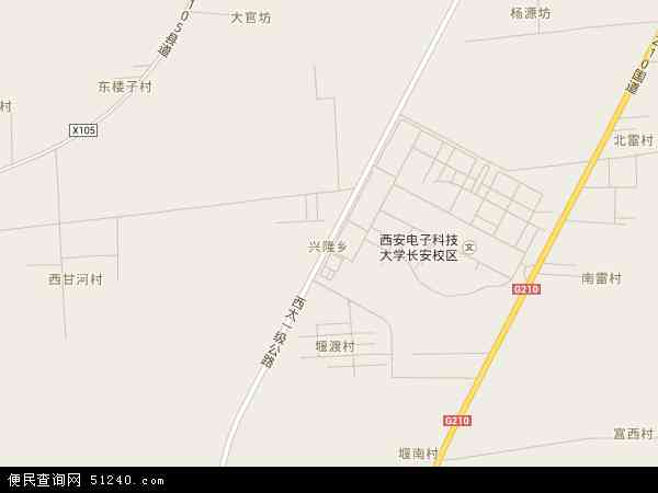 中国陕西省西安市长安区兴隆地图(卫星地图)