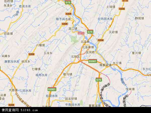 中国重庆市北碚区地图(卫星地图)