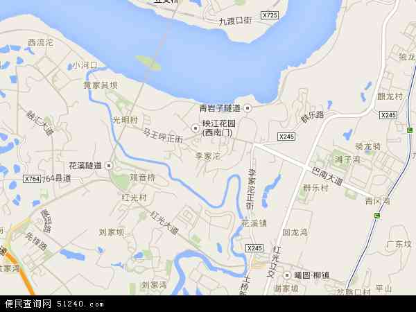 中国重庆市巴南区李家沱地图(卫星地图)