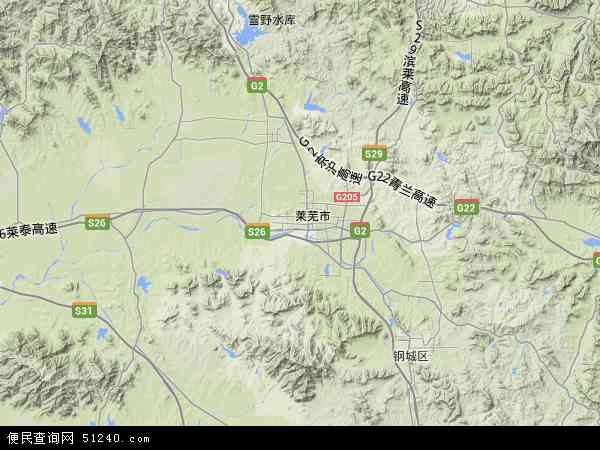 中国山东省莱芜市莱城区地图(卫星地图)