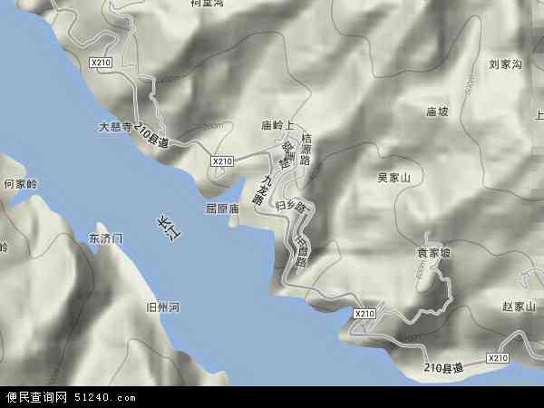 中国湖北省宜昌市秭归县归州镇地图(卫星地图