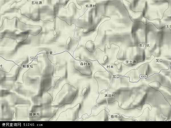 中国安徽省黄山市歙县森村乡地图(卫星地图)