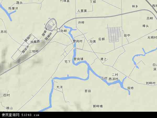 中国广东省揭阳市榕城区登岗镇地图(卫星地图