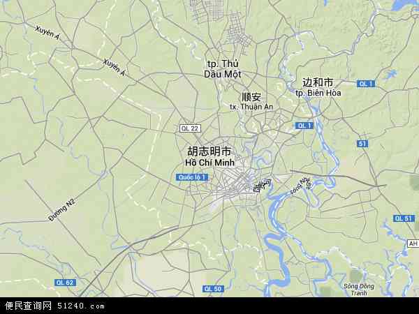 胡志明市地图 - 胡志明市卫星地图 - 胡志明市高