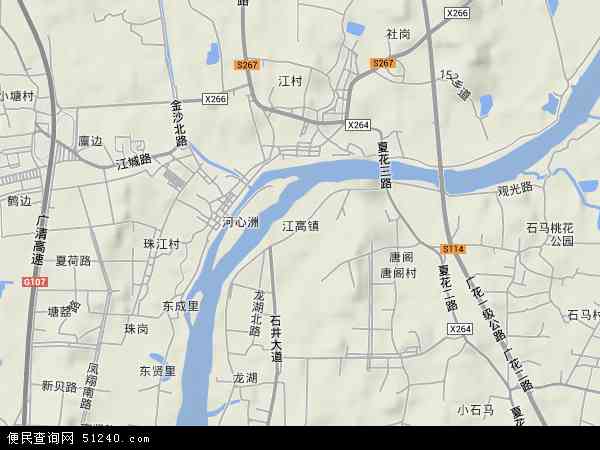 中国广东省广州市白云区江高镇地图(卫星地图