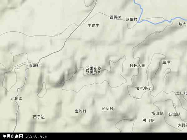 中国贵州省毕节市黔西县五里乡地图(卫星地图