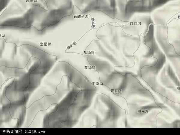 中国陕西省汉中市镇巴县盐场镇地图(卫星地图