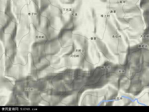 中国湖南省邵阳市邵阳县河伯岭林场地图(卫星