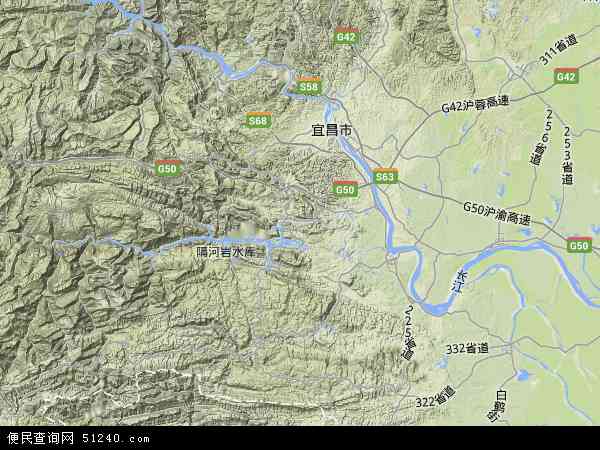 中国湖北省宜昌市长阳土家族自治县地图(卫星