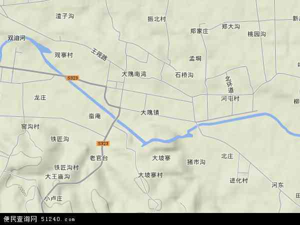 中国河南省郑州市新密市大隗镇地图(卫星地图