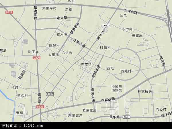 中国浙江省宁波市镇海区庄市地图(卫星地图)