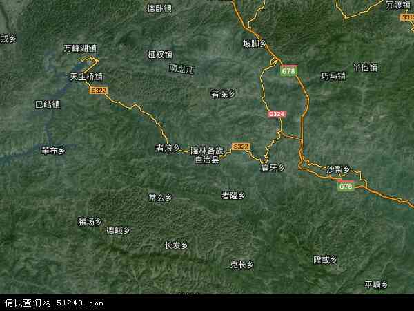 中国广西壮族自治区百色市隆林各族自治县地图(卫星地图)