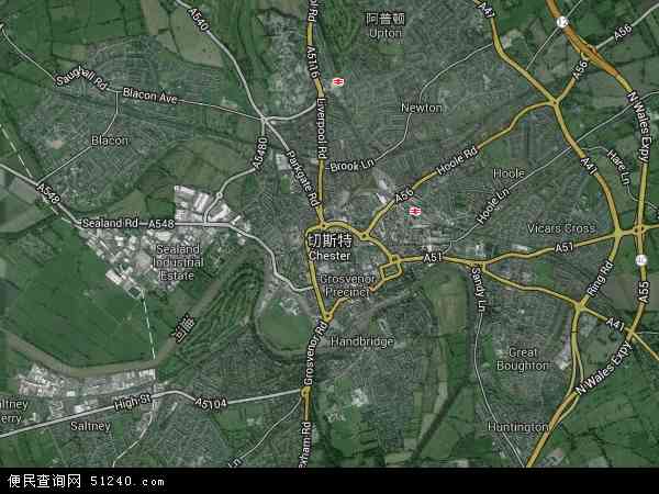 英国英格兰切斯特地图(卫星地图)